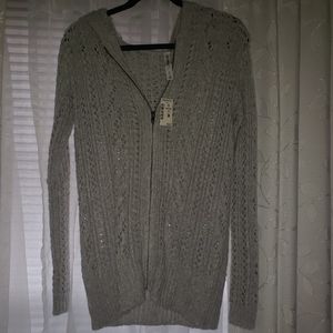 Gray zip up cardigan